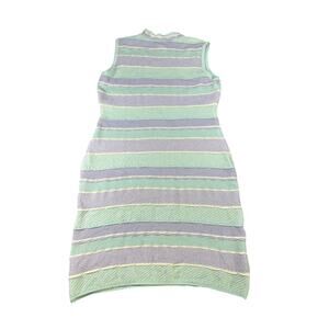 St John Marie Gray- Size 2 blue cream purple striped Sleeveless sweater Dress